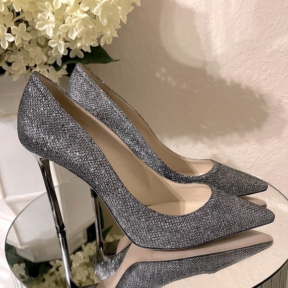 Jimmy Choo Metallic Silver Semi-Pointed Toe Stiletto Heels - Picture 1 of 16